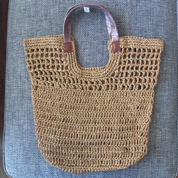 Banana Republic Brown Paper Straw Woven Open Tote Bag – NWT - Picture 3 of 10